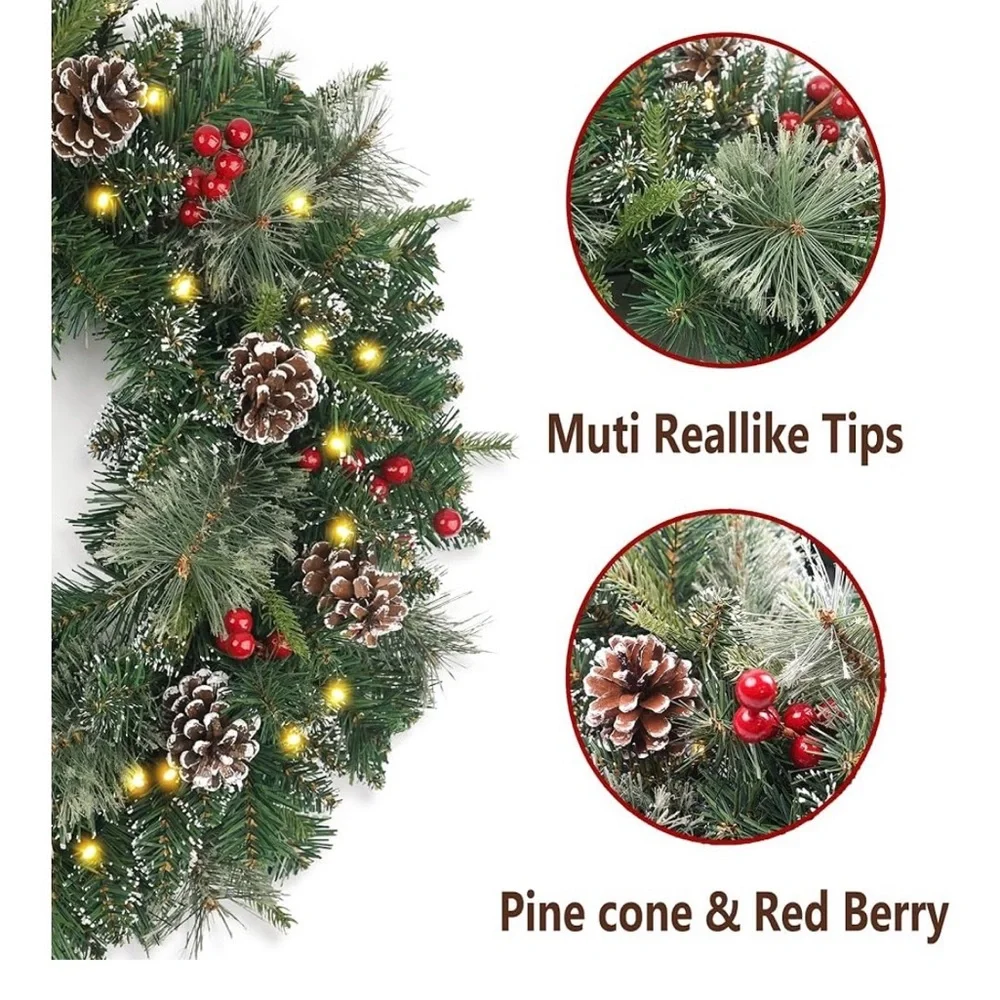 Festive Green Holiday Wreath with Red Accents